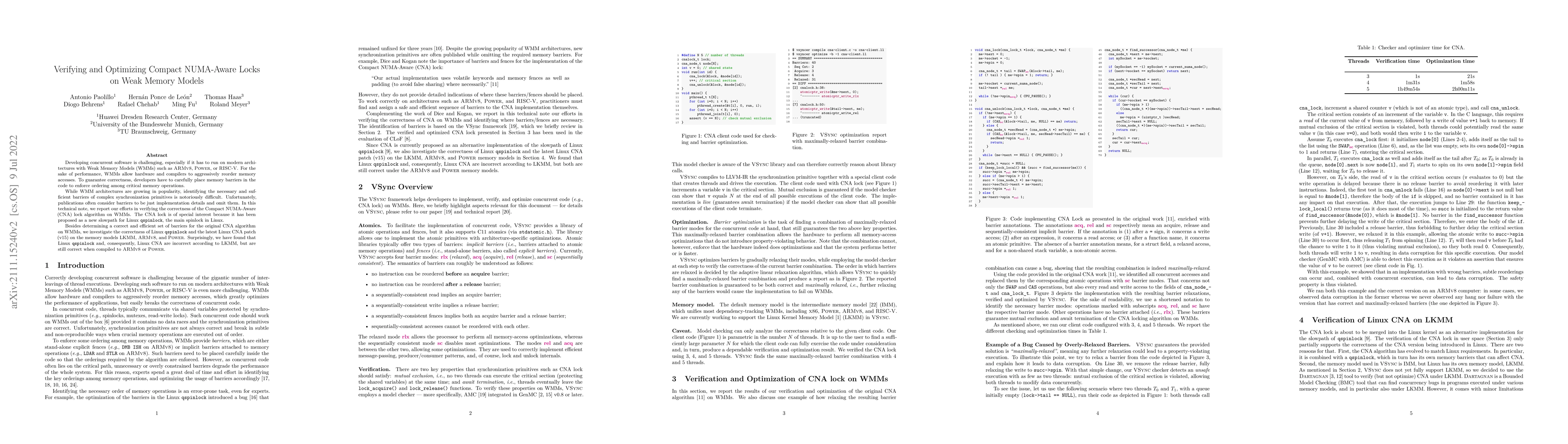 Thumbnail for Verifying and Optimizing Compact NUMA-Aware Locks on Weak Memory Models