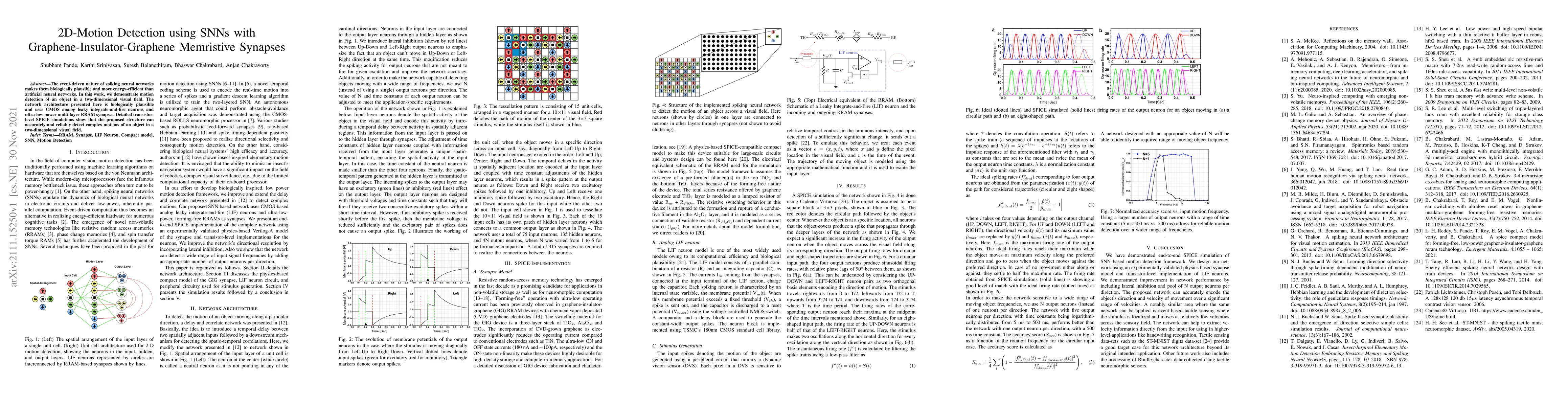 Thumbnail for 2D-Motion Detection using SNNs with Graphene-Insulator-Graphene
  Memristive Synapses