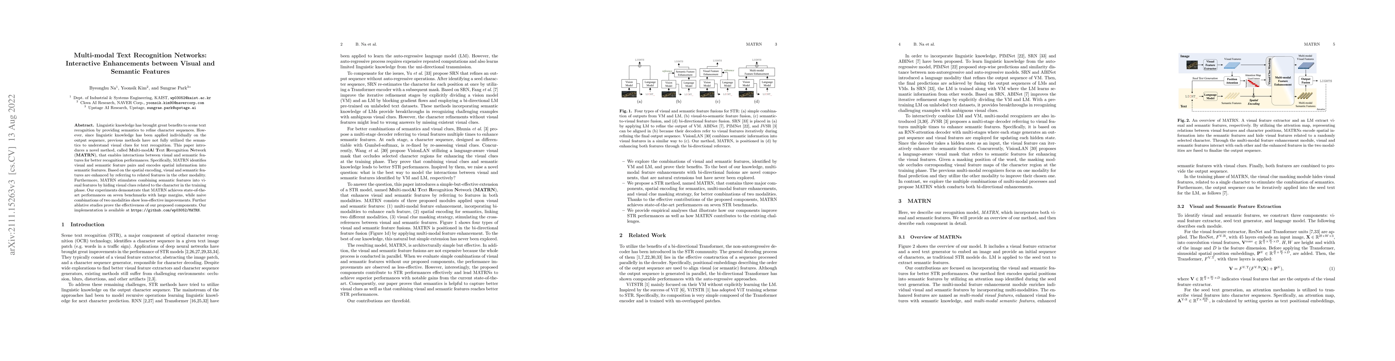 Thumbnail for Multi-modal Text Recognition Networks: Interactive Enhancements between
  Visual and Semantic Features