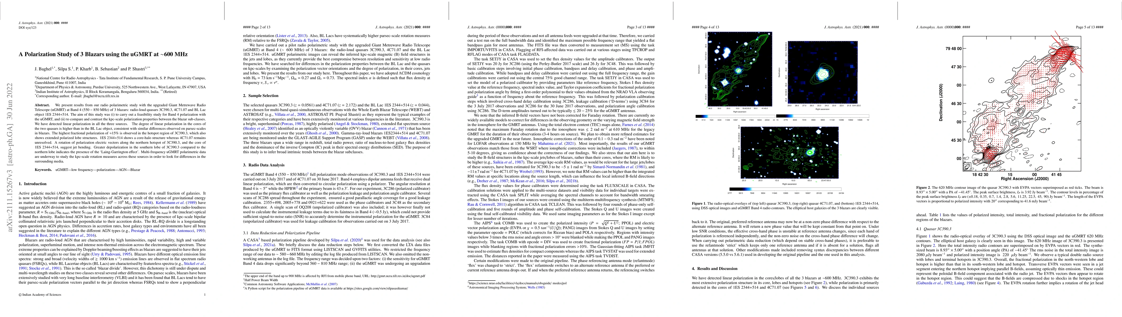 Thumbnail for A Polarization Study of 3 Blazars using the uGMRT at ~600 MHz