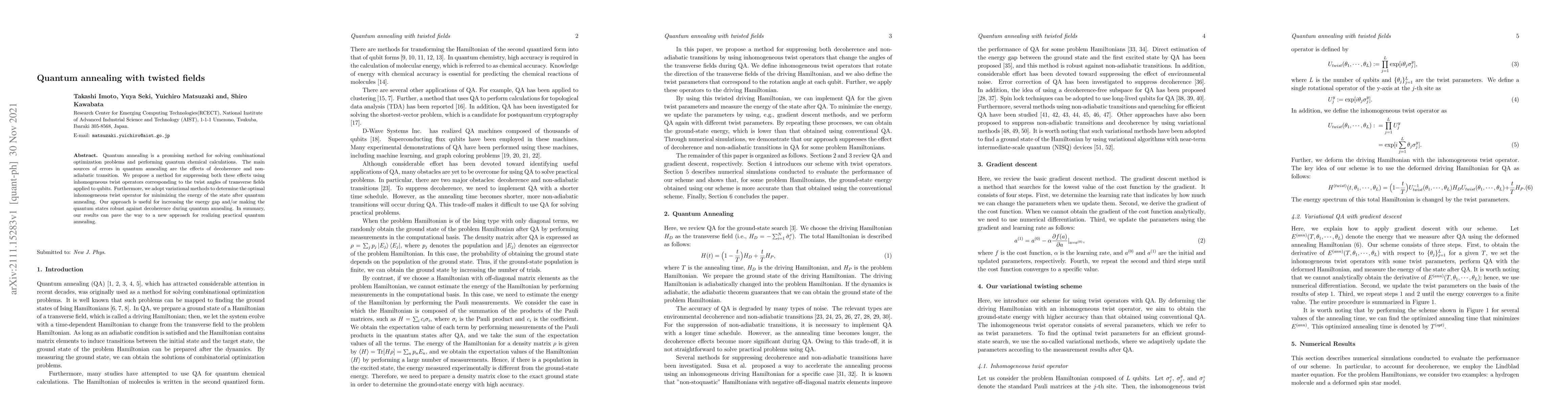 Thumbnail for Quantum annealing with twisted fields