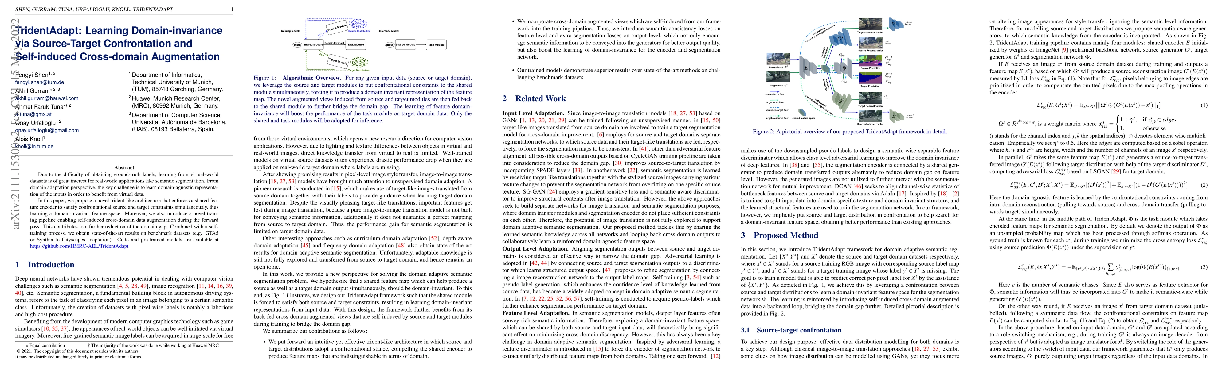 Thumbnail for TridentAdapt: Learning Domain-invariance via Source-Target Confrontation
  and Self-induced Cross-domain Augmentation