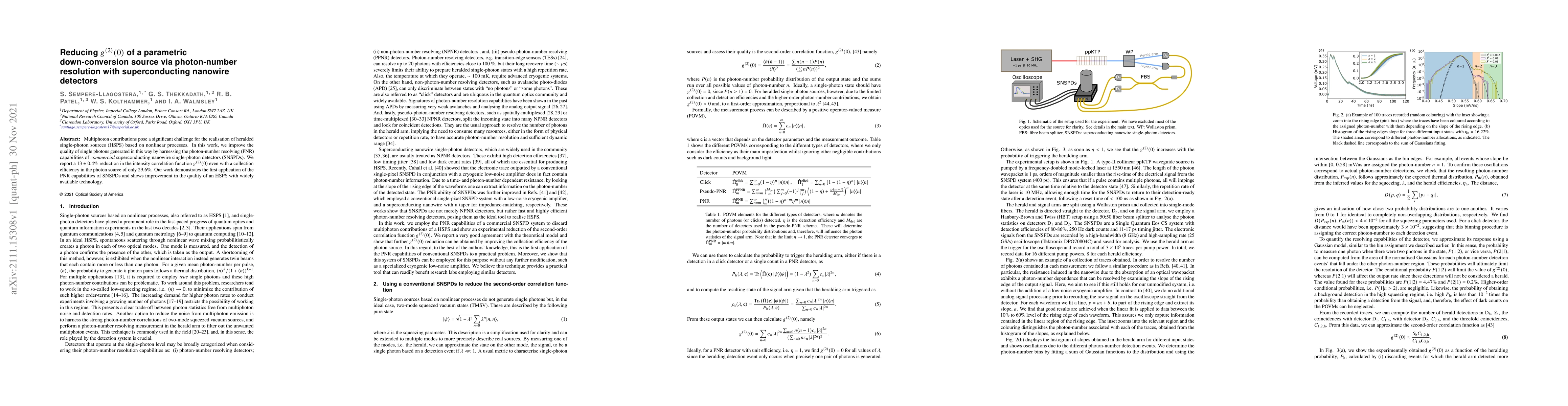 Thumbnail for Reducing $g^{(2)}(0)$ of a parametric down-conversion source via
  photon-number resolution with superconducting nanowire detectors