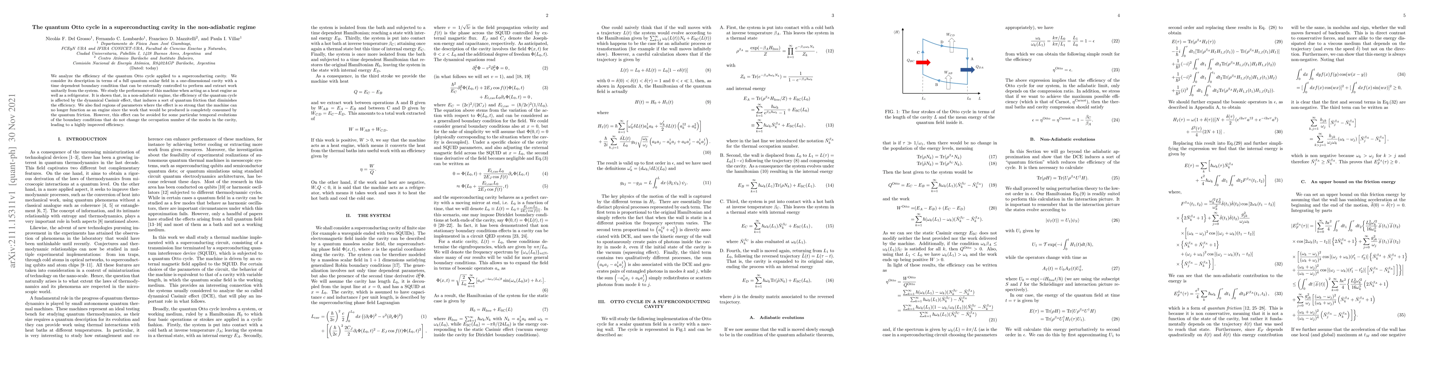 Thumbnail for The quantum Otto cycle in a superconducting cavity in the non-adiabatic
  regime