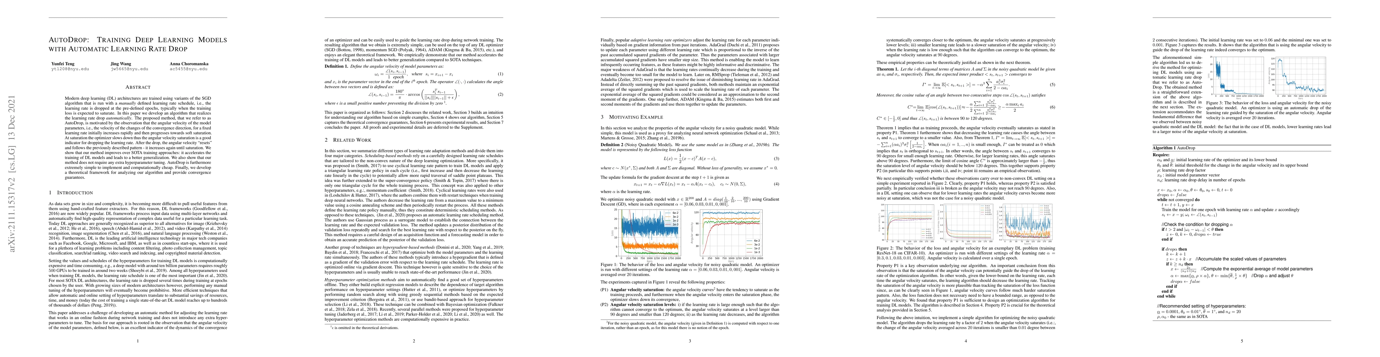 Thumbnail for AutoDrop: Training Deep Learning Models with Automatic Learning Rate
  Drop