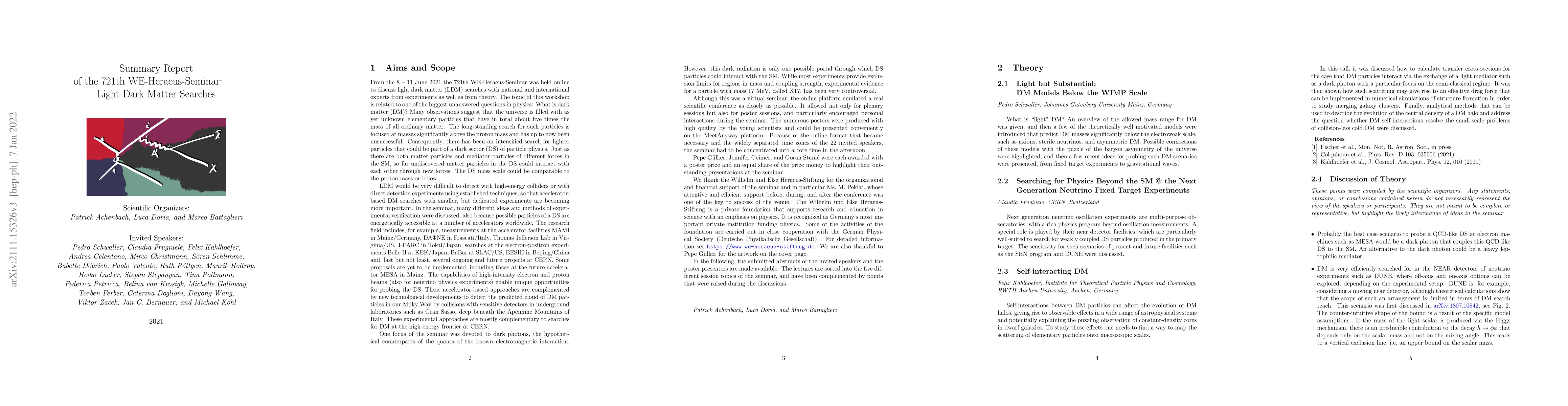 Thumbnail for Summary Report of the 721th WE-Heraeus-Seminar: Light Dark Matter
  Searches