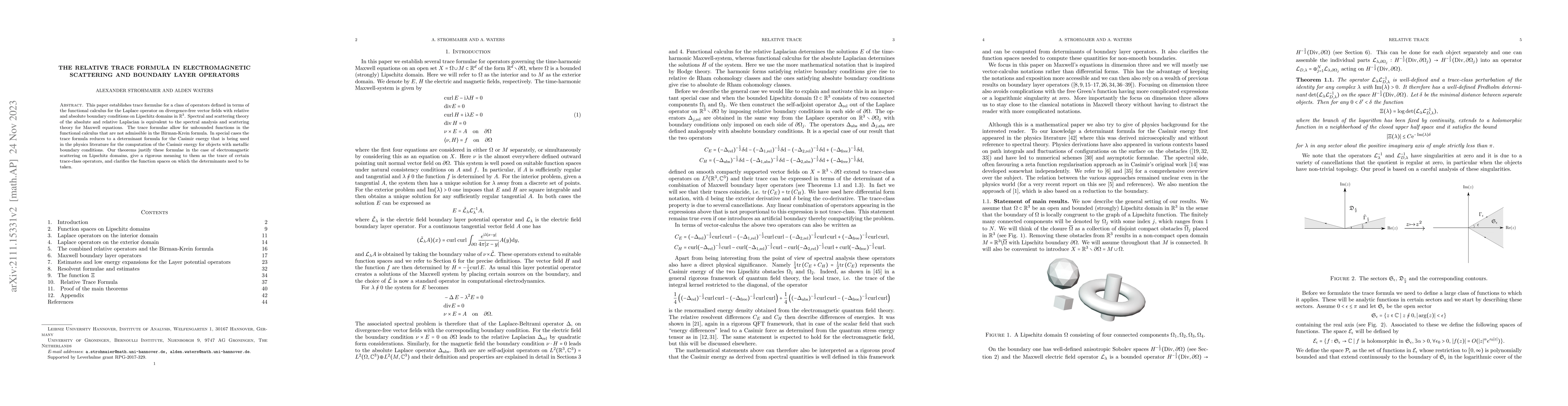 Thumbnail for The relative trace formula in electromagnetic scattering and boundary
  layer operators