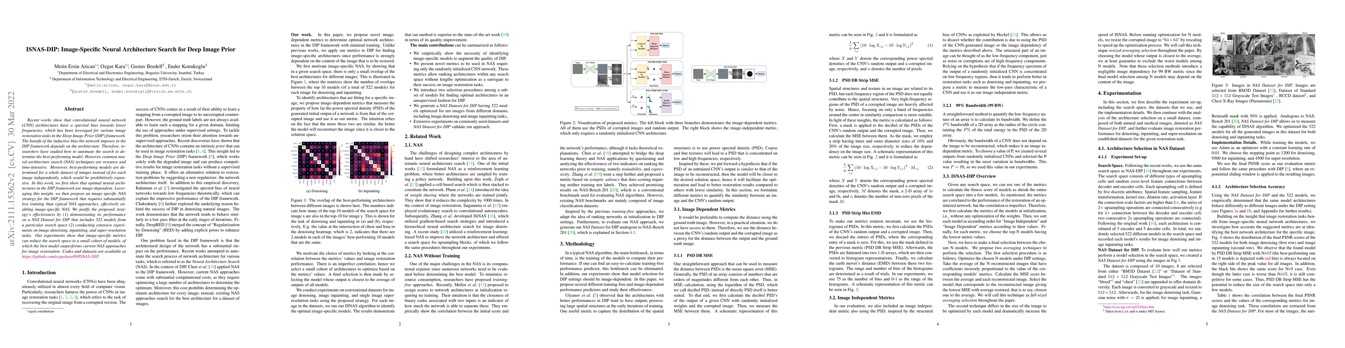 Thumbnail for ISNAS-DIP: Image-Specific Neural Architecture Search for Deep Image
  Prior