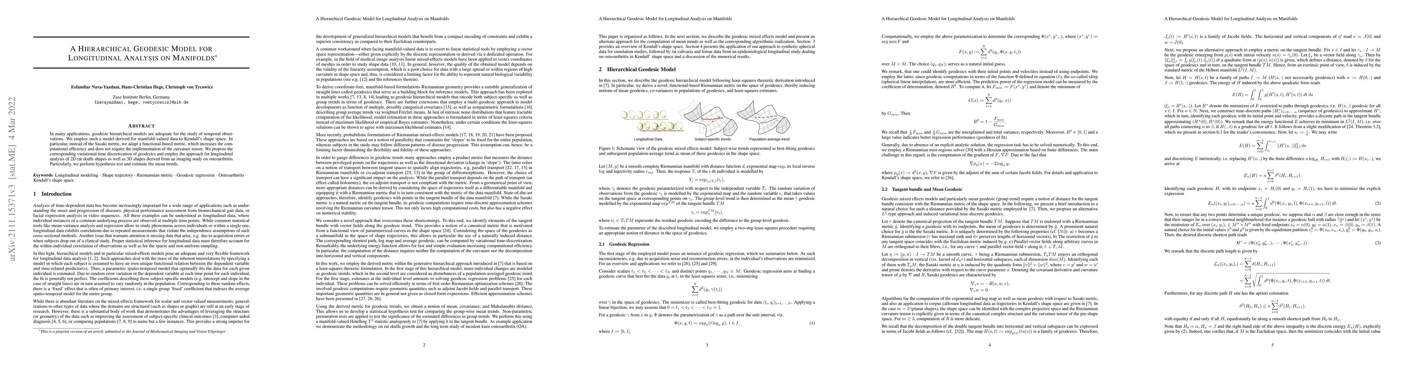 Thumbnail for A Hierarchical Geodesic Model for Longitudinal Analysis on Manifolds