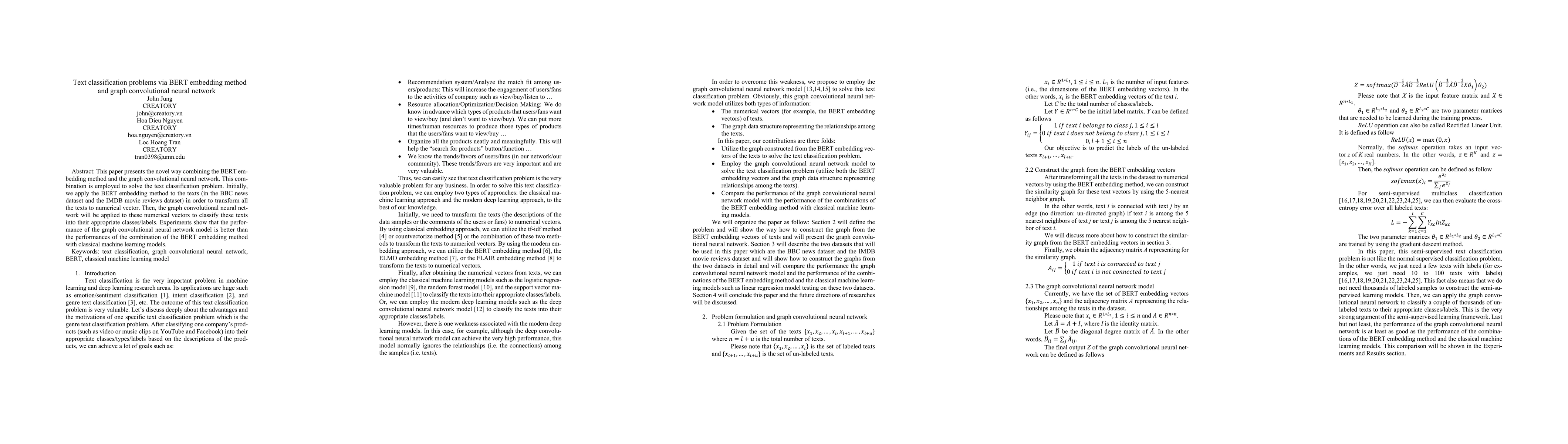 Thumbnail for Text classification problems via BERT embedding method and graph
  convolutional neural network