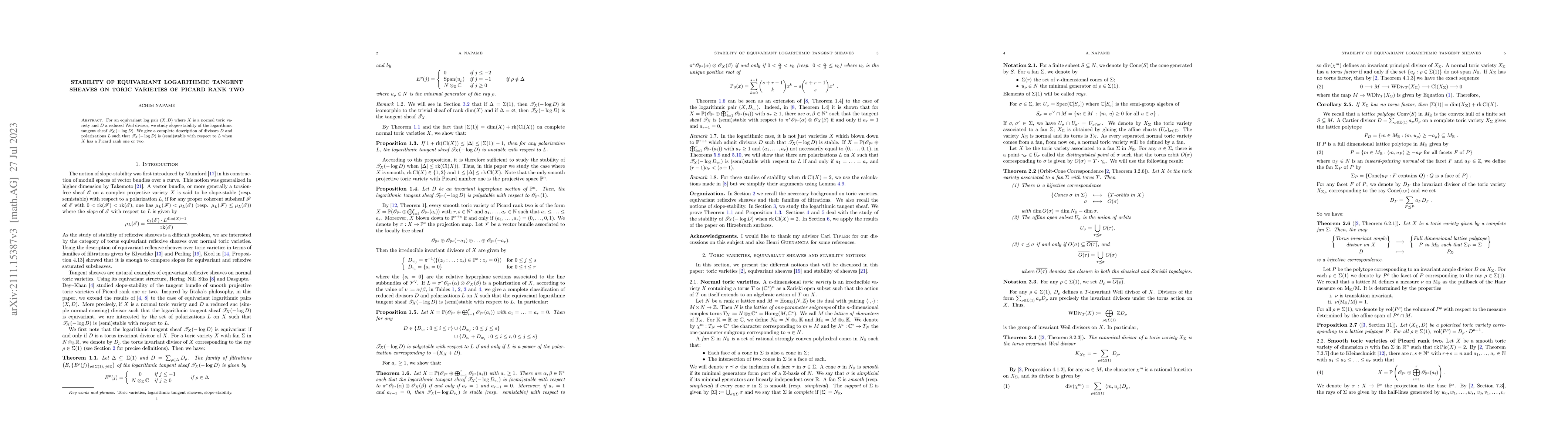 Thumbnail for Stability of Equivariant Logarithmic Tangent Sheaves on Toric Varieties
  of Picard Rank Two