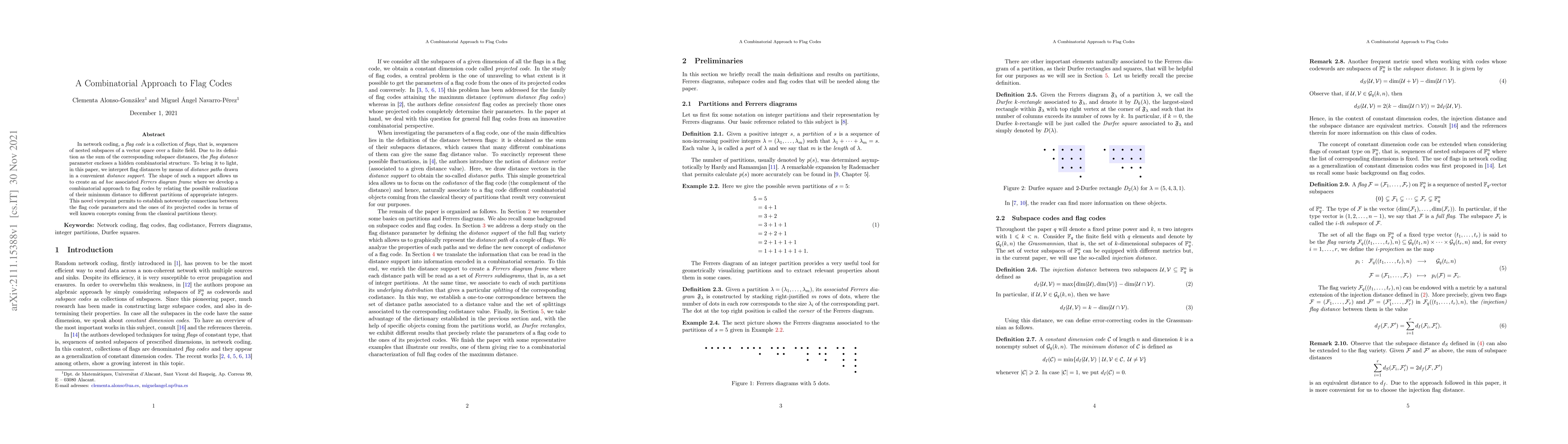 Thumbnail for A Combinatorial Approach to Flag Codes