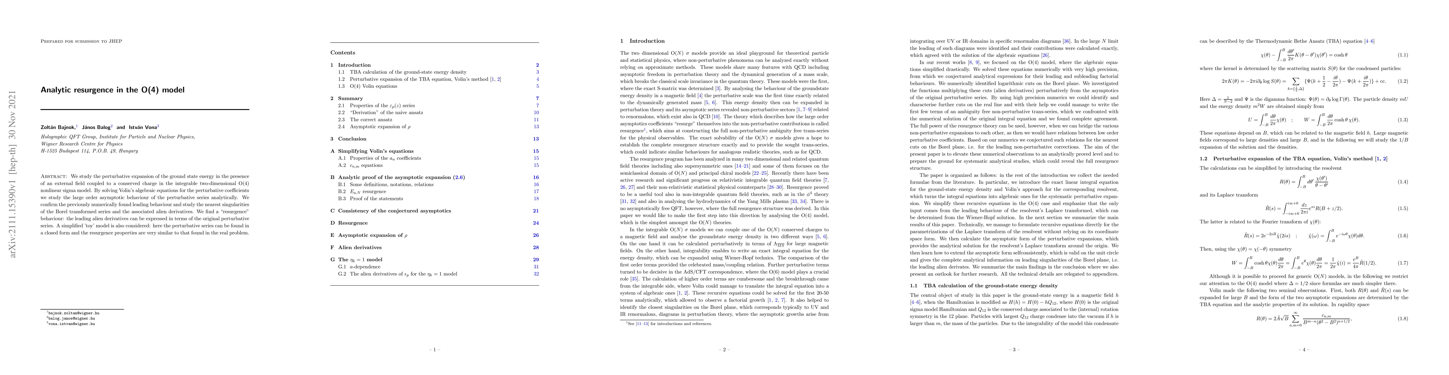 Thumbnail for Analytic resurgence in the O(4) model