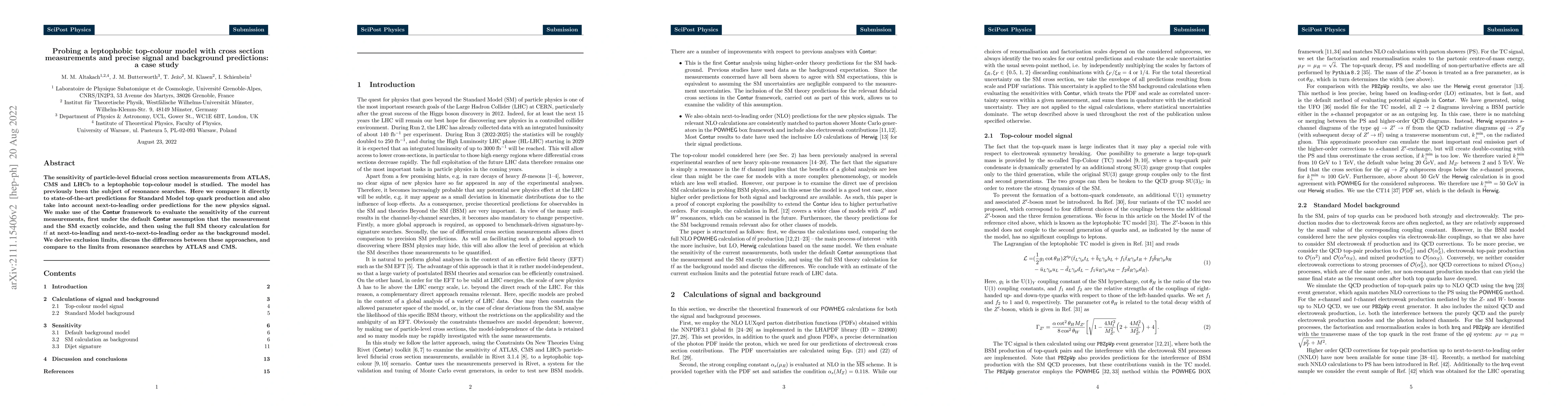 Thumbnail for Probing a leptophobic top-colour model with cross section measurements
  and precise signal and background predictions: a case study