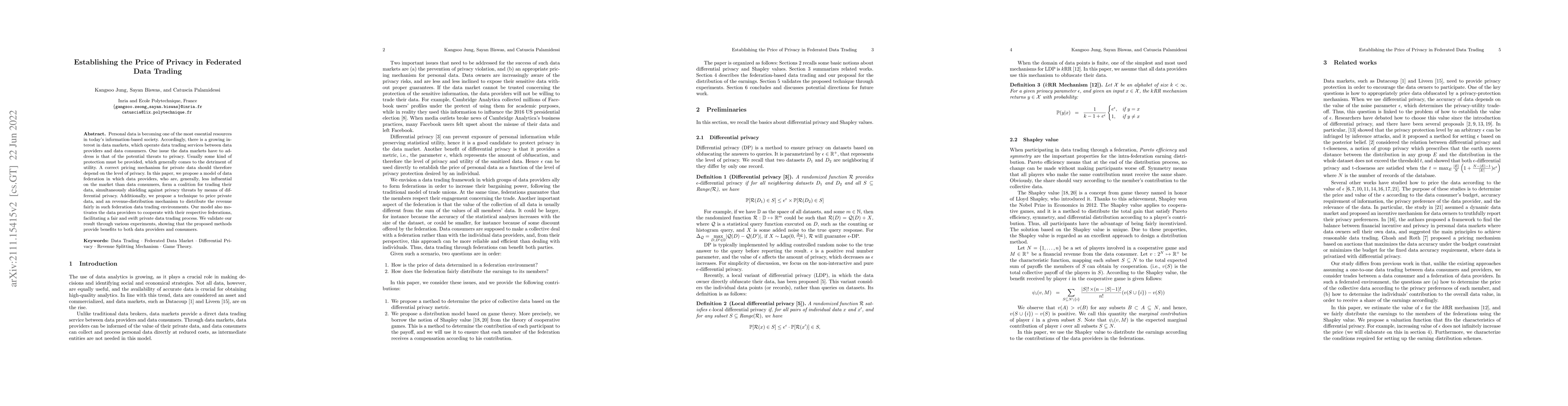 Thumbnail for Establishing the Price of Privacy in Federated Data Trading