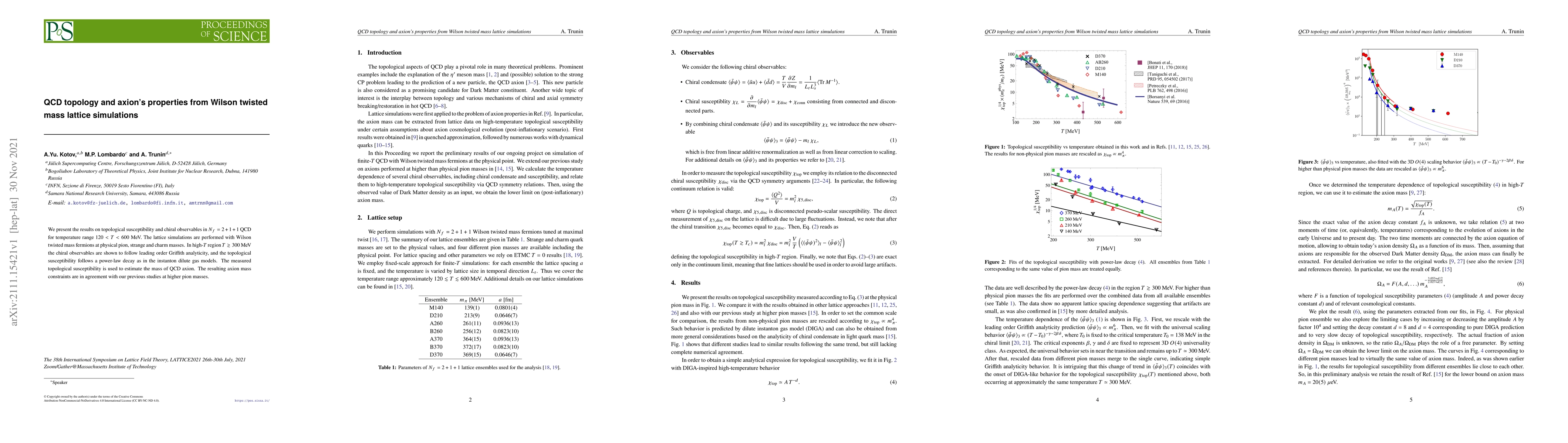 Thumbnail for QCD topology and axion's properties from Wilson twisted mass lattice
  simulations