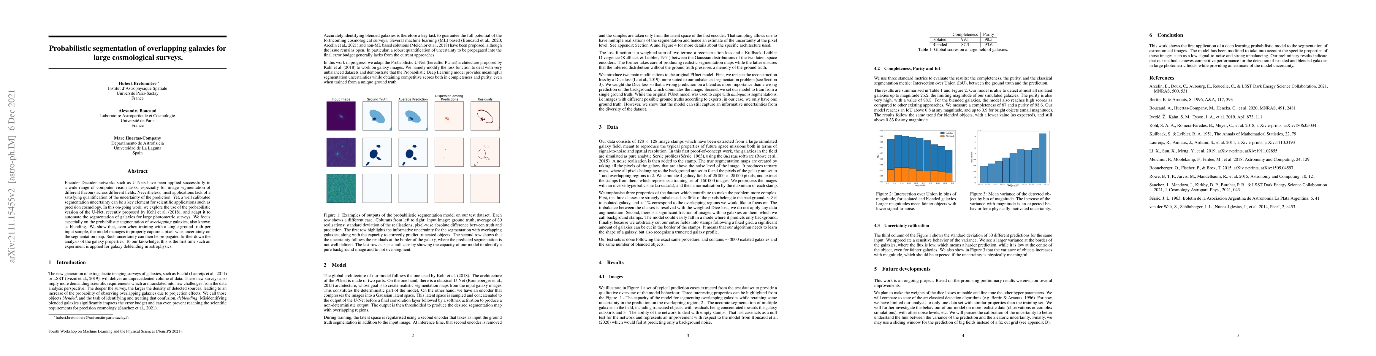Thumbnail for Probabilistic segmentation of overlapping galaxies for large
  cosmological surveys