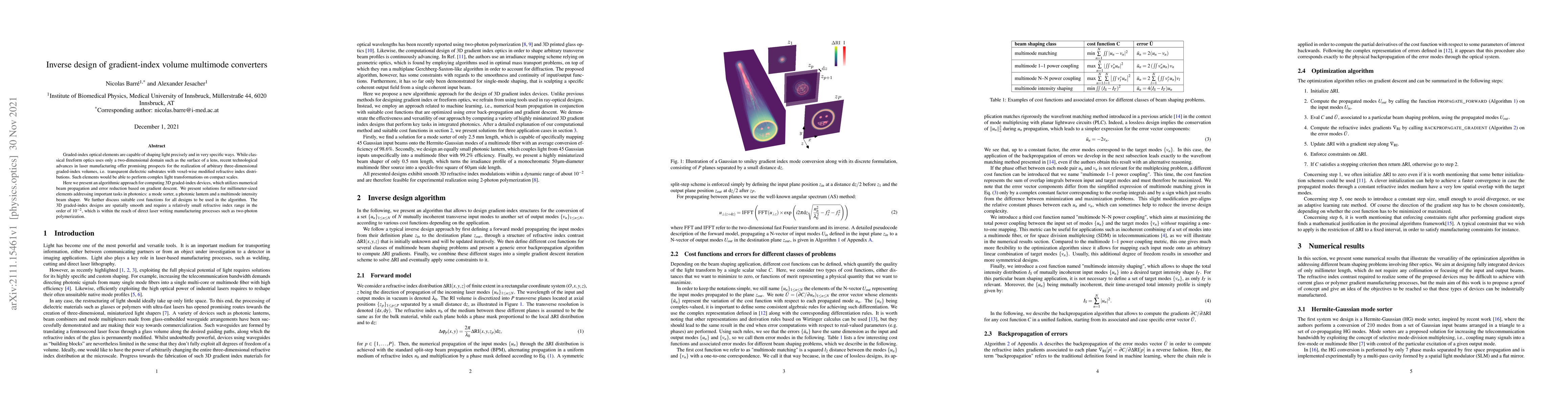 Thumbnail for Inverse design of gradient-index volume multimode converters