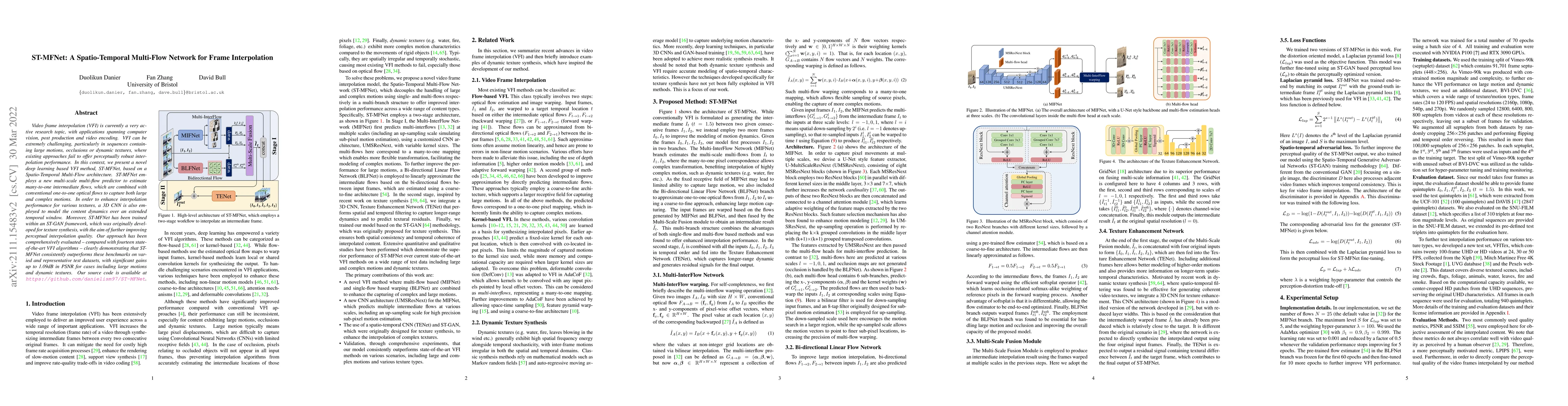 Thumbnail for ST-MFNet: A Spatio-Temporal Multi-Flow Network for Frame Interpolation
