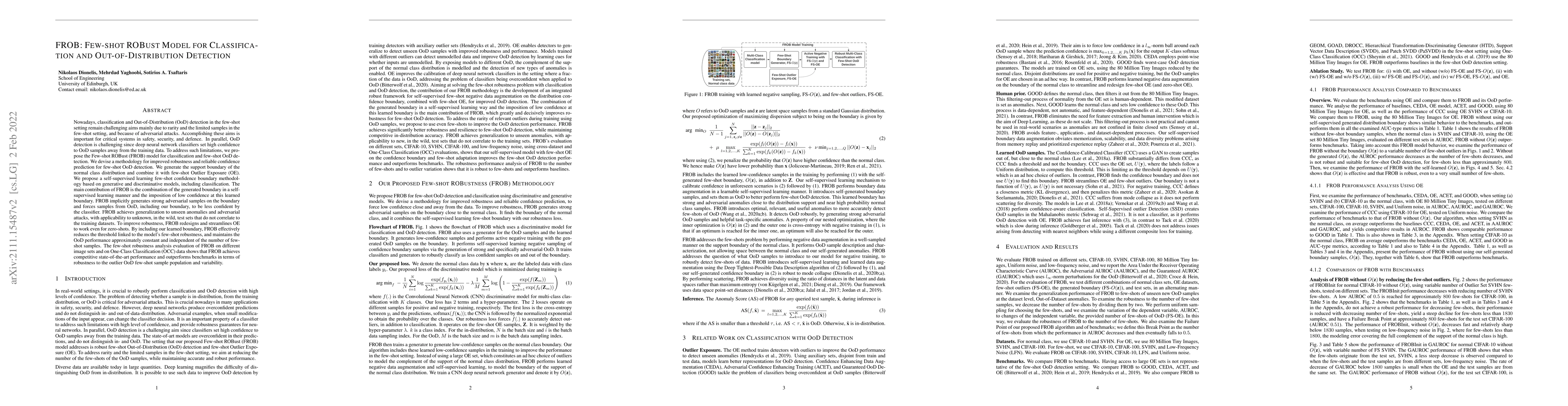 Thumbnail for FROB: Few-shot ROBust Model for Classification and Out-of-Distribution
  Detection
