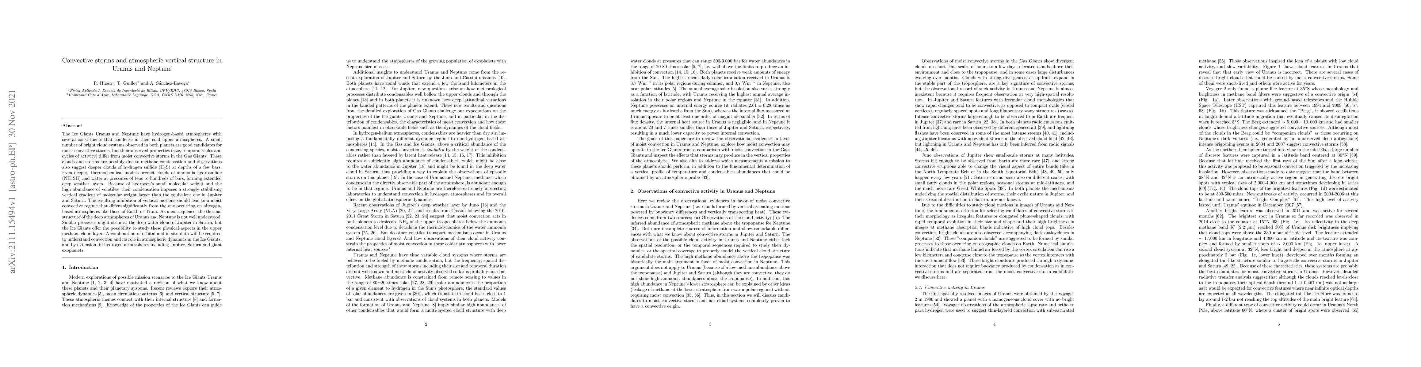 Thumbnail for Convective storms and atmospheric vertical structure in Uranus and
  Neptune