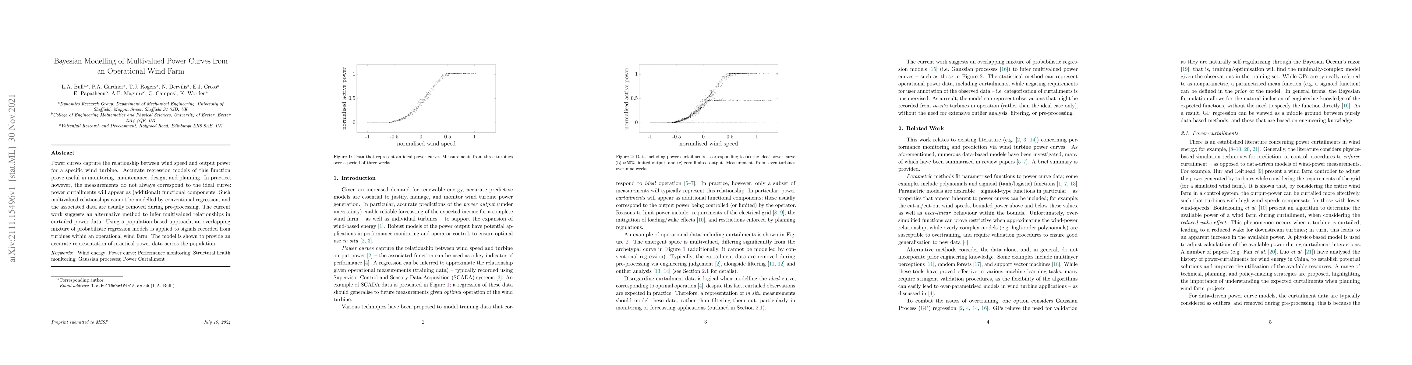 Thumbnail for Bayesian Modelling of Multivalued Power Curves from an Operational Wind
  Farm