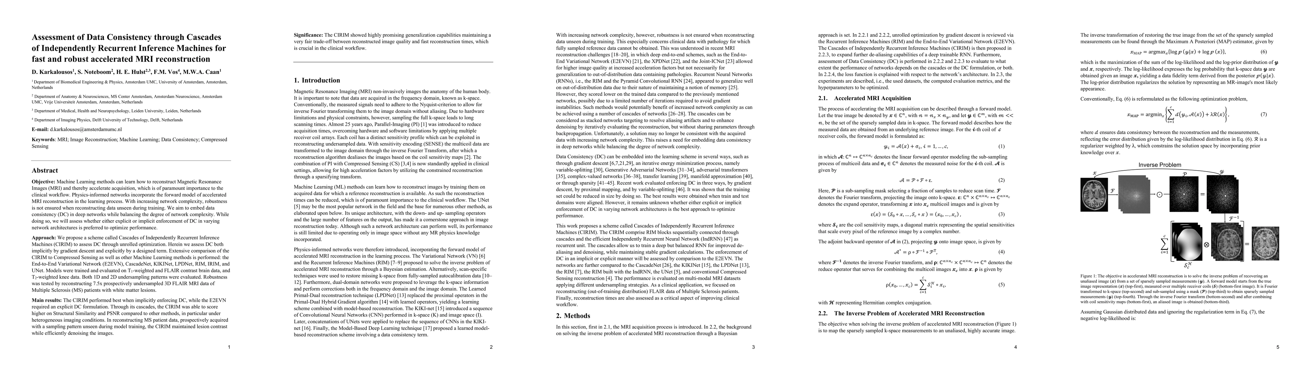 Thumbnail for Assessment of Data Consistency through Cascades of Independently
  Recurrent Inference Machines for fast and robust accelerated MRI
  reconstruction
