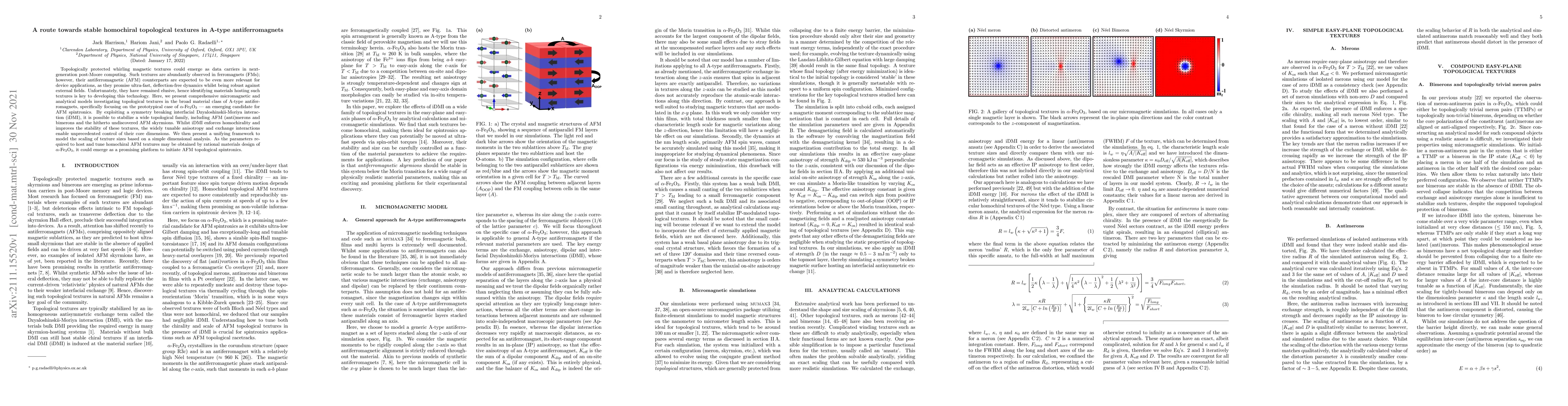 Thumbnail for A route towards stable homochiral topological textures in A-type
  antiferromagnets