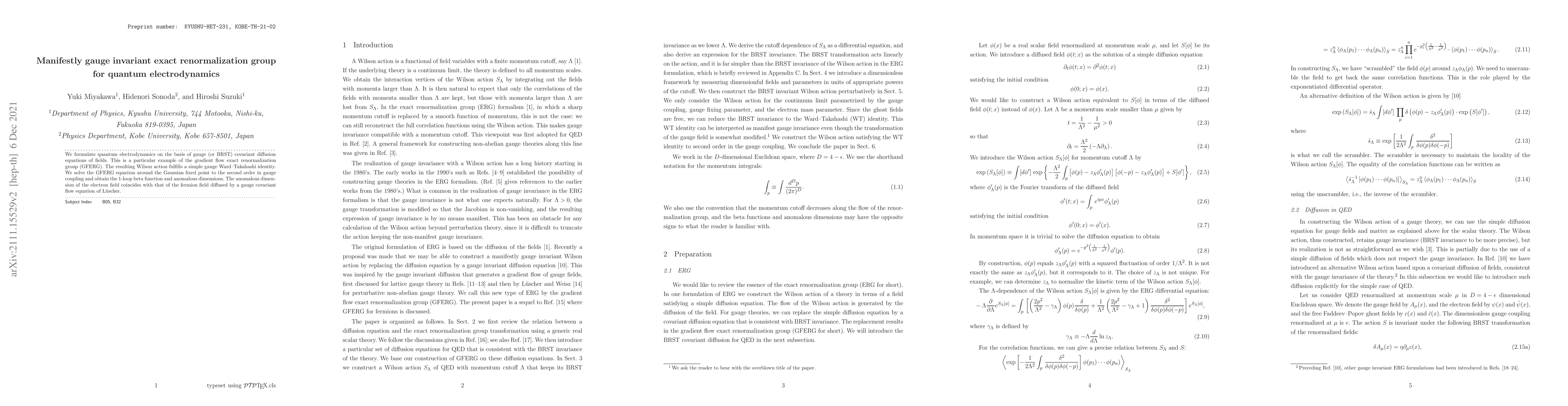 Thumbnail for Manifestly gauge invariant exact renormalization group for quantum
  electrodynamics