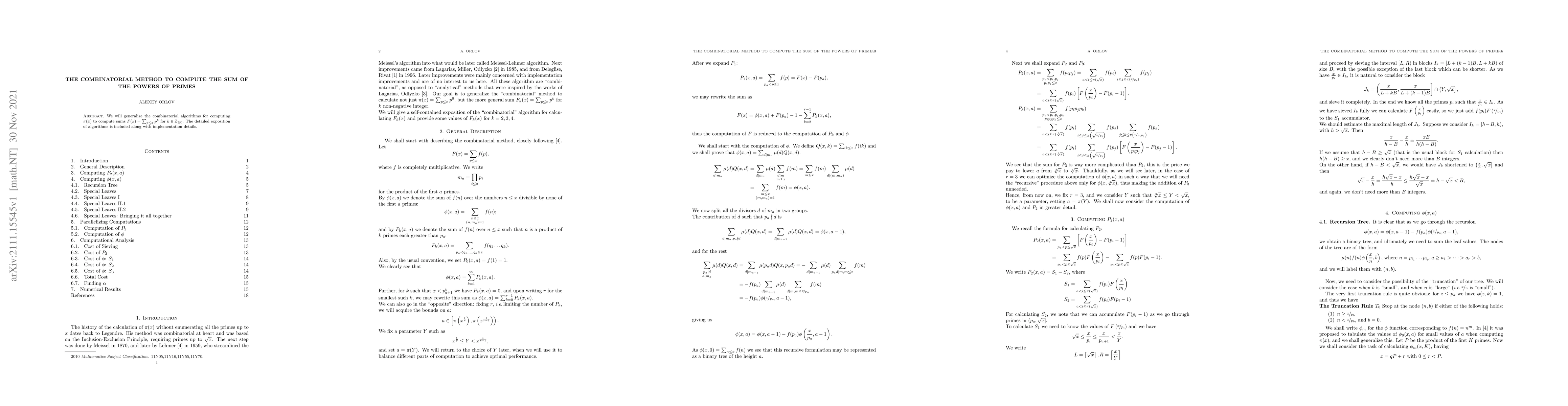 Thumbnail for The combinatorial method to compute the sum of the powers of primes
