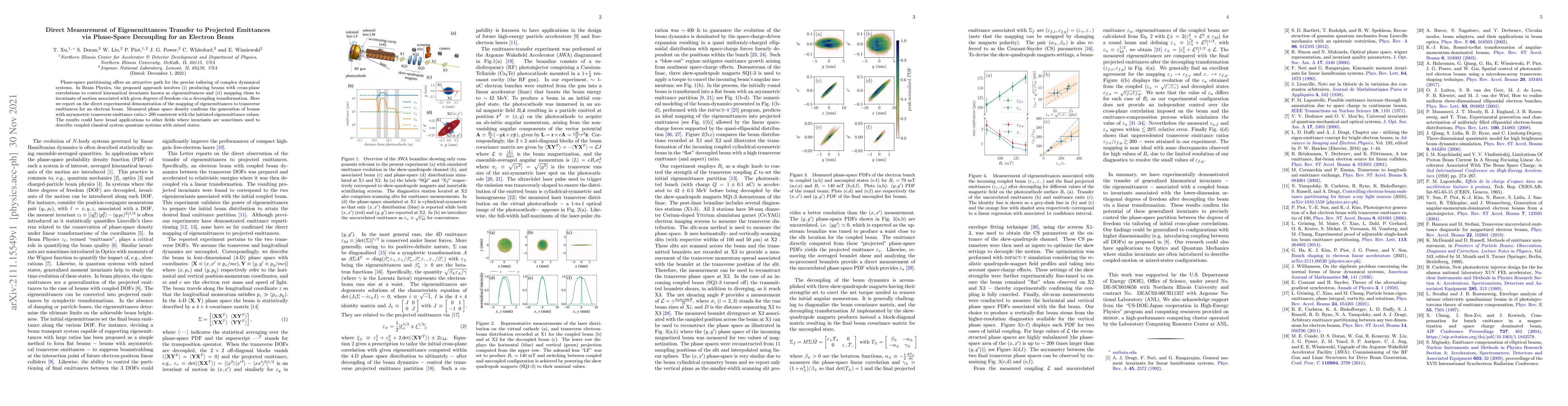 Thumbnail for Direct Measurement of Eigenemittances Transfer to Projected Emittances
  via Phase-Space Decoupling for an Electron Beam