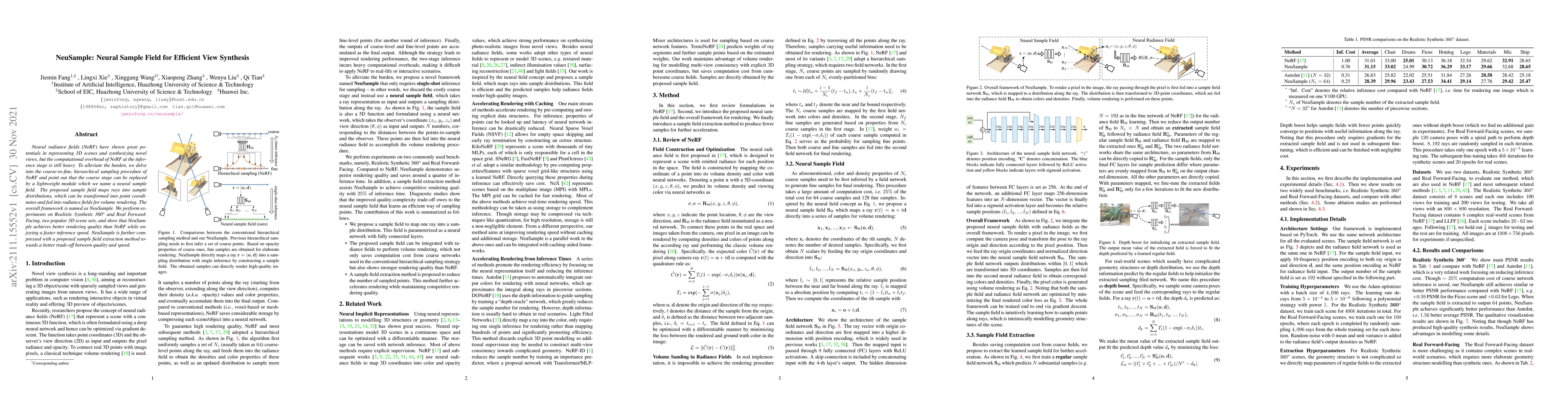 Thumbnail for NeuSample: Neural Sample Field for Efficient View Synthesis