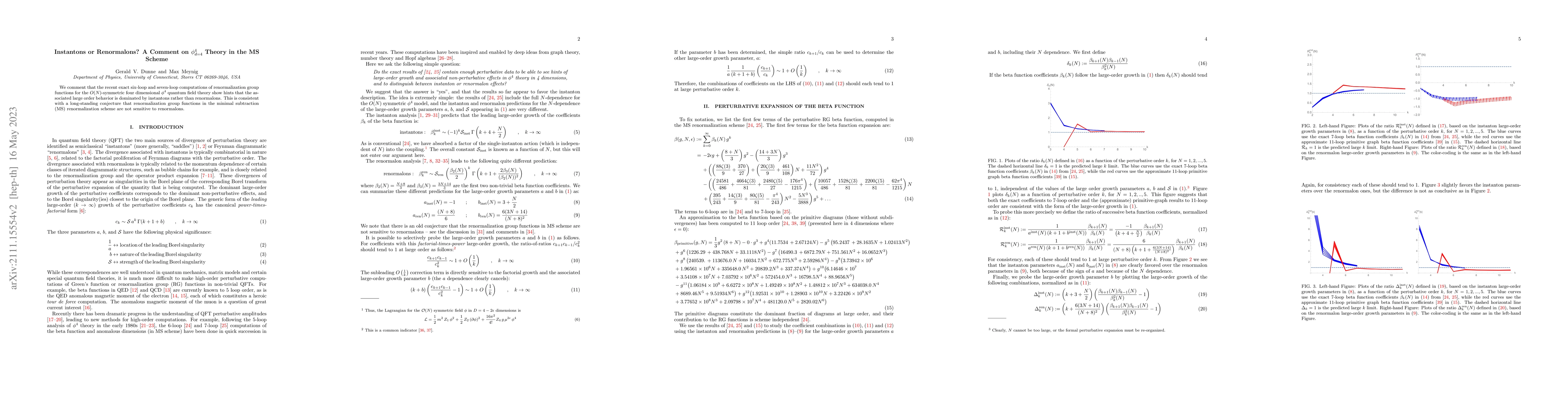 Thumbnail for Instantons or Renormalons? A Comment on phi4_4 Theory in the MS Scheme