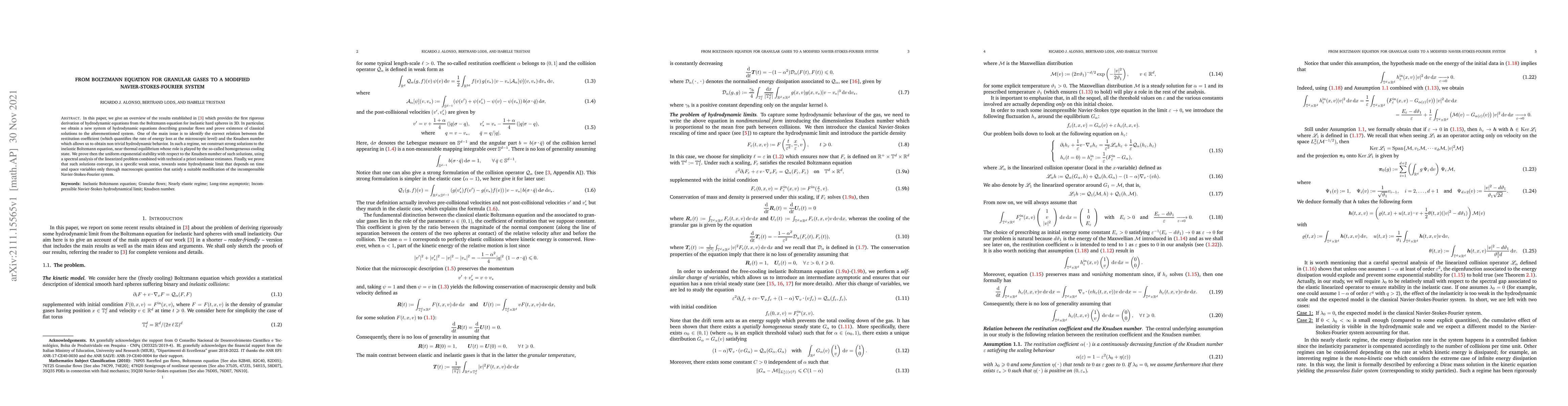 Thumbnail for From Boltzmann equation for granular gases to a modified
  Navier-Stokes-Fourier system