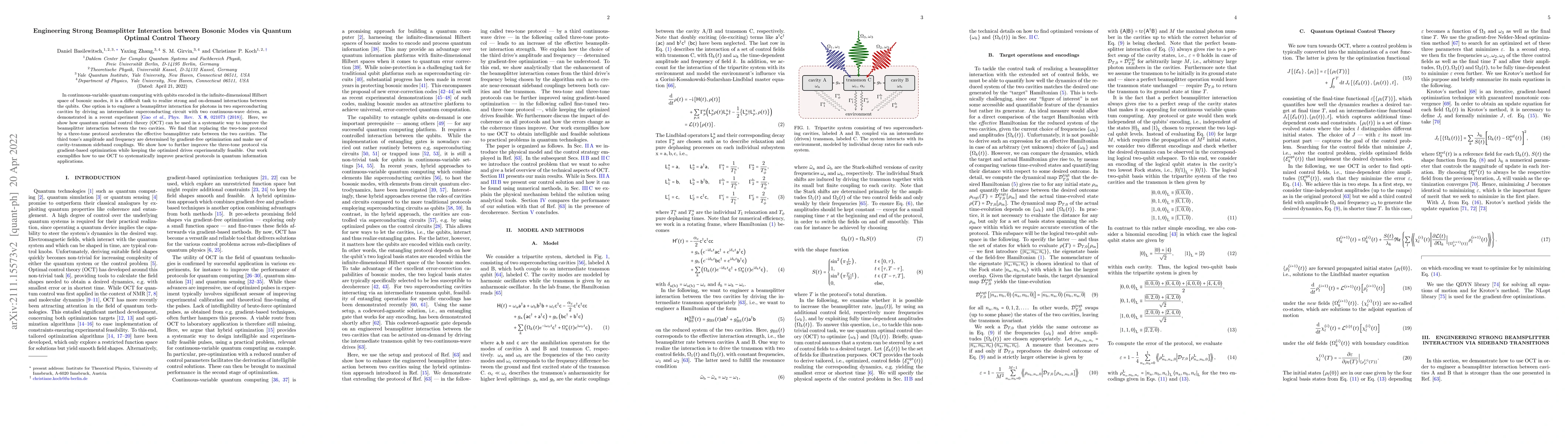 Thumbnail for Engineering Strong Beamsplitter Interaction between Bosonic Modes via
  Quantum Optimal Control Theory
