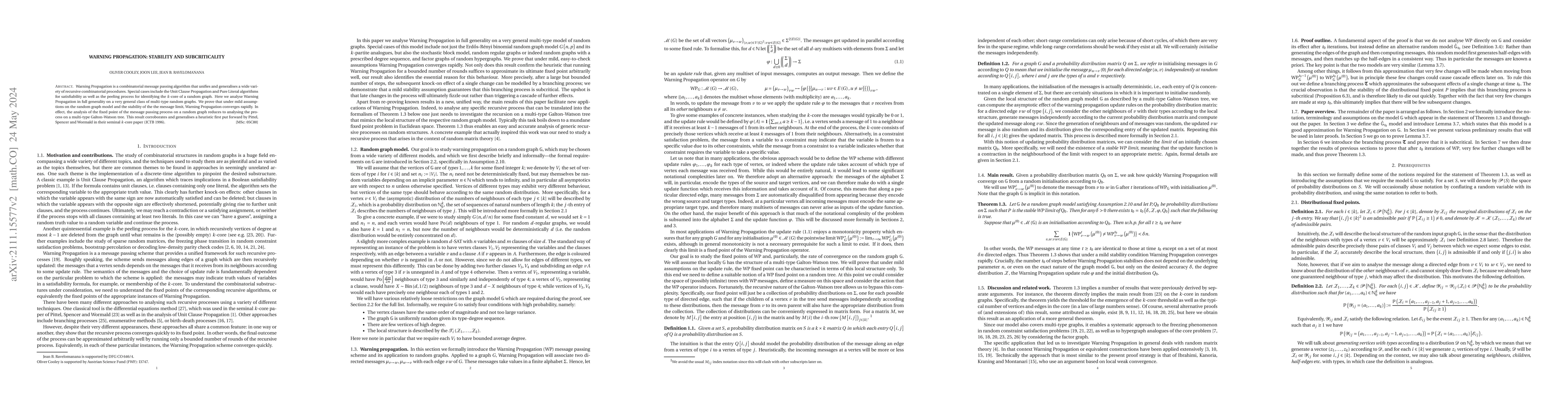 Thumbnail for Warning Propagation: stability and subcriticality