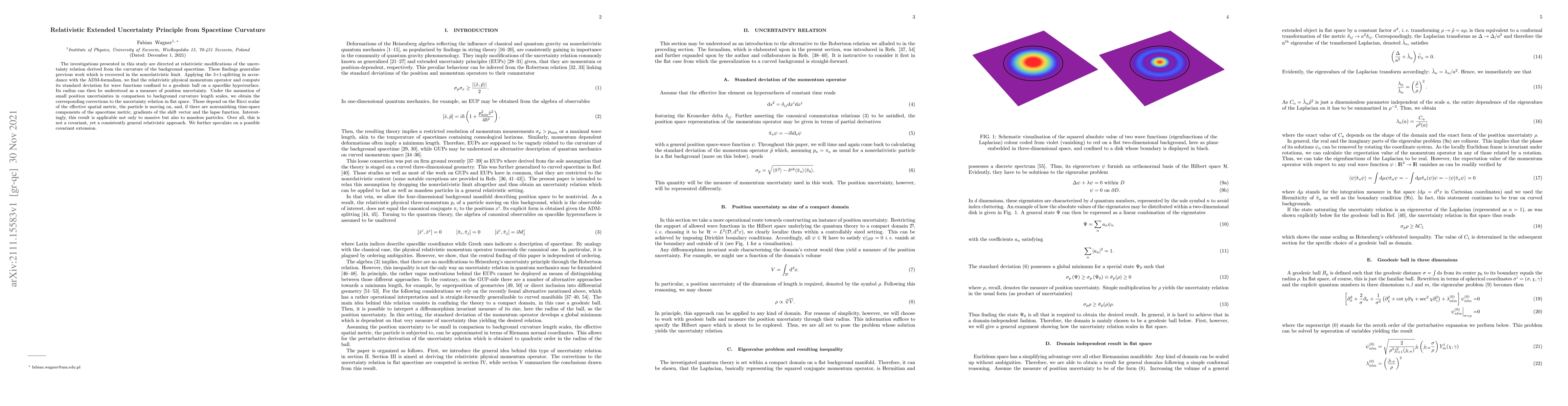 Thumbnail for Relativistic Extended Uncertainty Principle from Spacetime Curvature