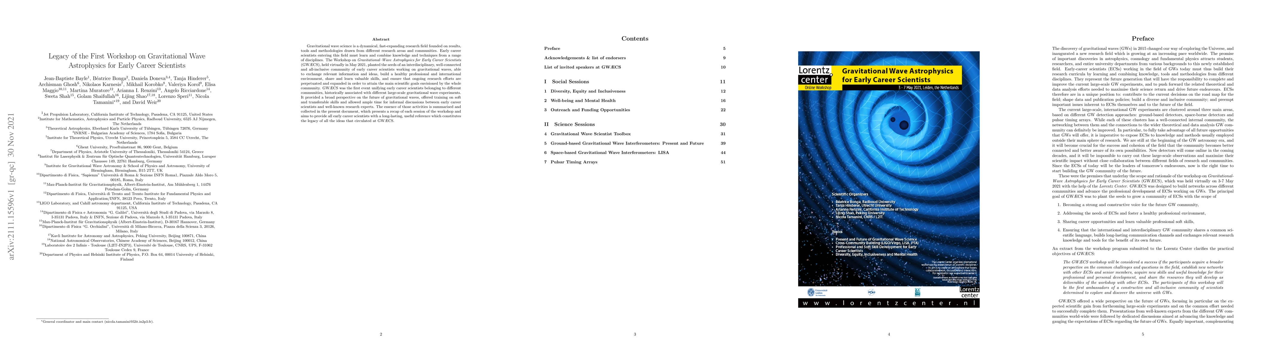 Thumbnail for Legacy of the First Workshop on Gravitational Wave Astrophysics for
  Early Career Scientists
