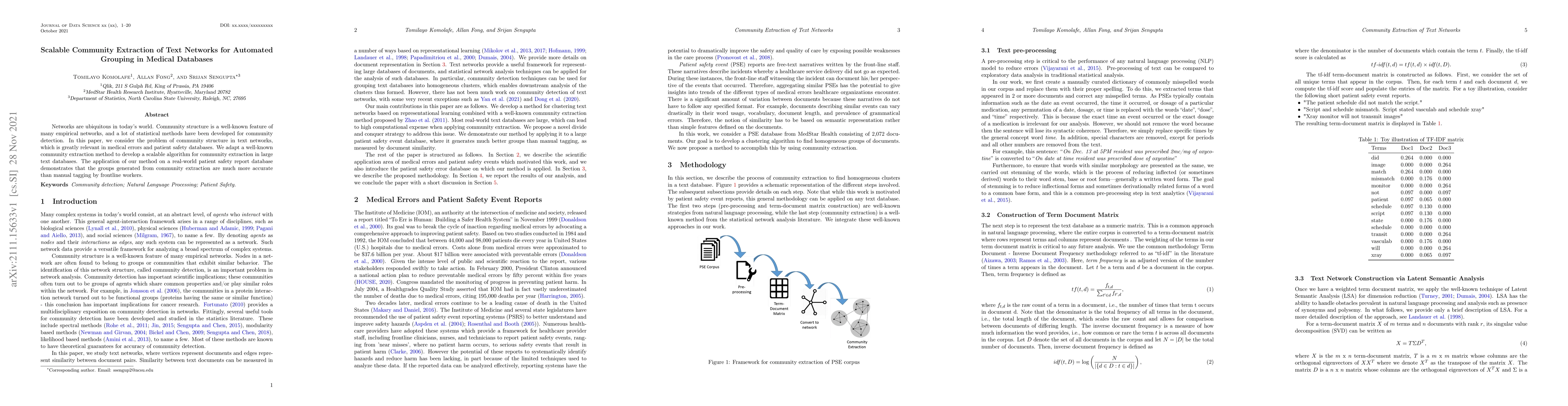 Thumbnail for Scalable Community Extraction of Text Networks for Automated Grouping in
  Medical Databases