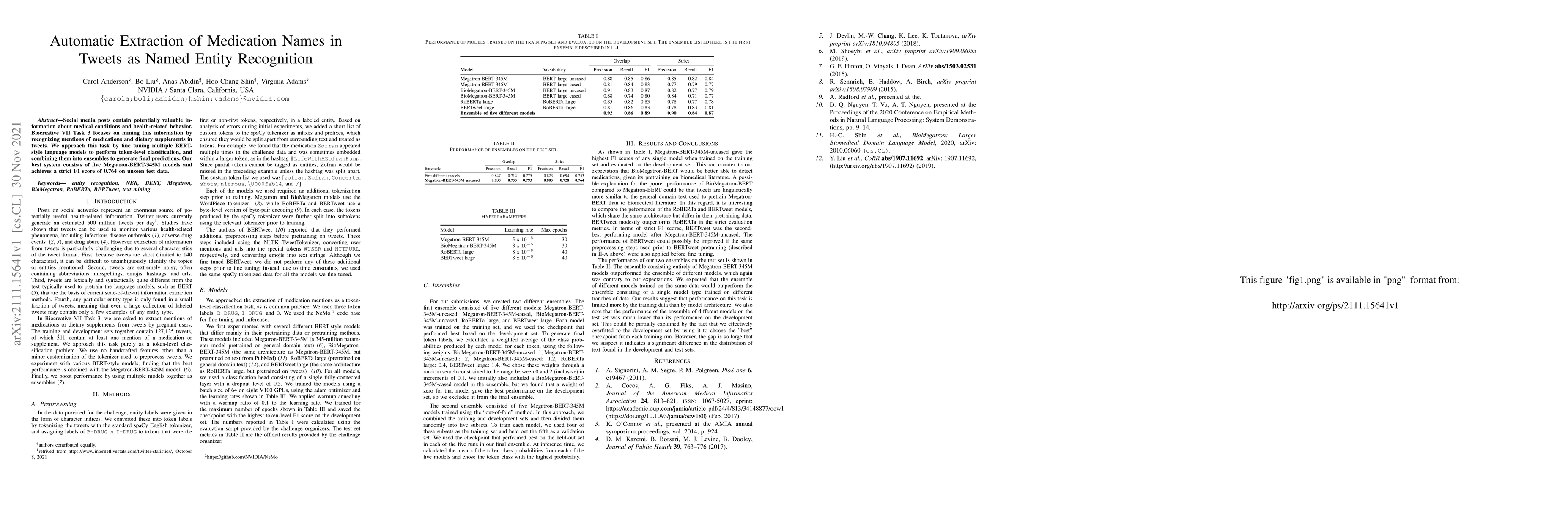 Thumbnail for Automatic Extraction of Medication Names in Tweets as Named Entity
  Recognition