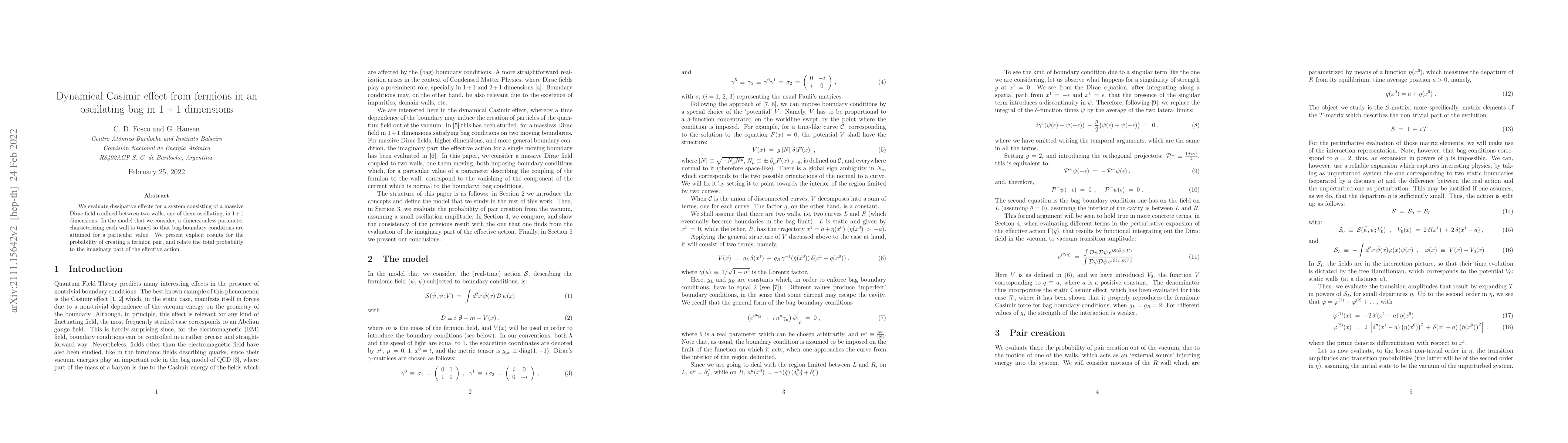 Thumbnail for Dynamical Casimir effect from fermions in an oscillating bag in 1+1
  dimensions