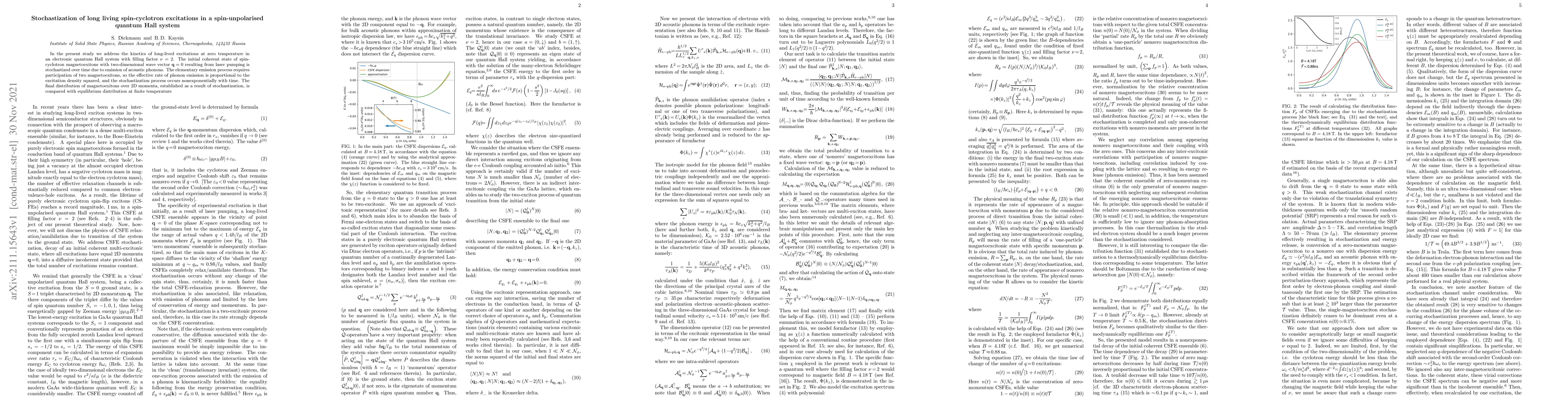 Thumbnail for Stochastization of long living spin-cyclotron excitations in a
  spin-unpolarised quantum Hall system