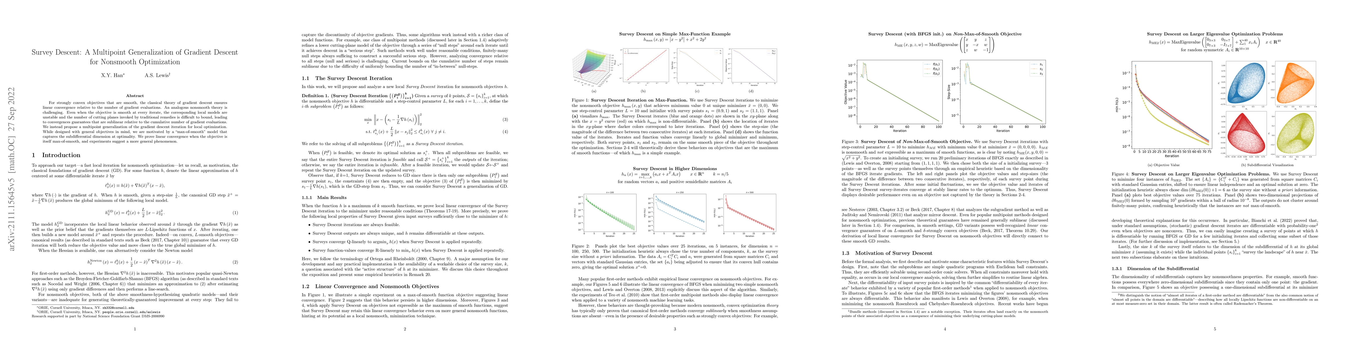 Thumbnail for Survey Descent: A Multipoint Generalization of Gradient Descent for
  Nonsmooth Optimization