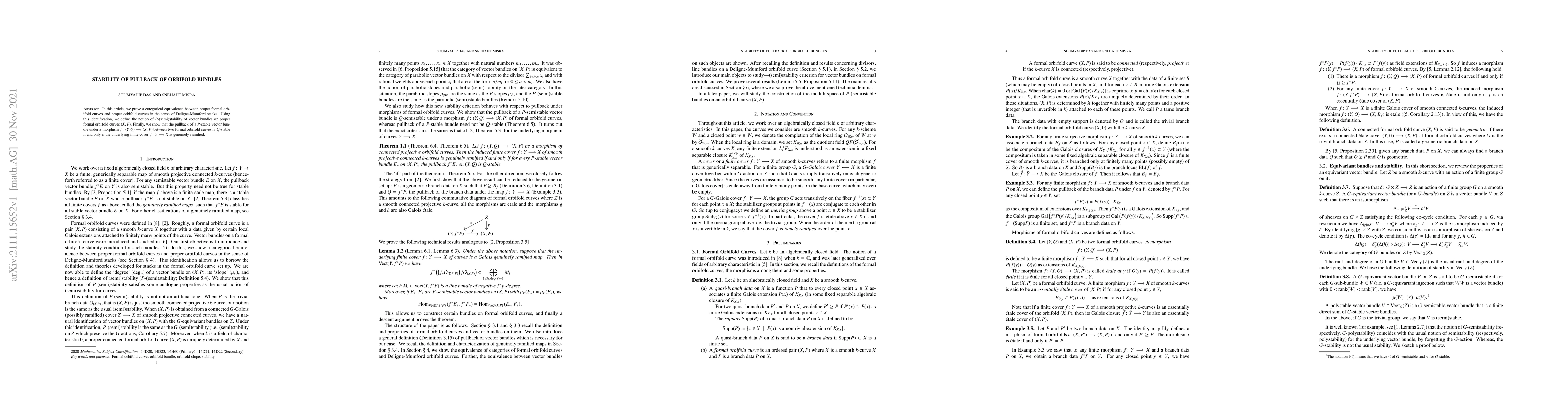 Thumbnail for Stability of pullback of orbifold bundles
