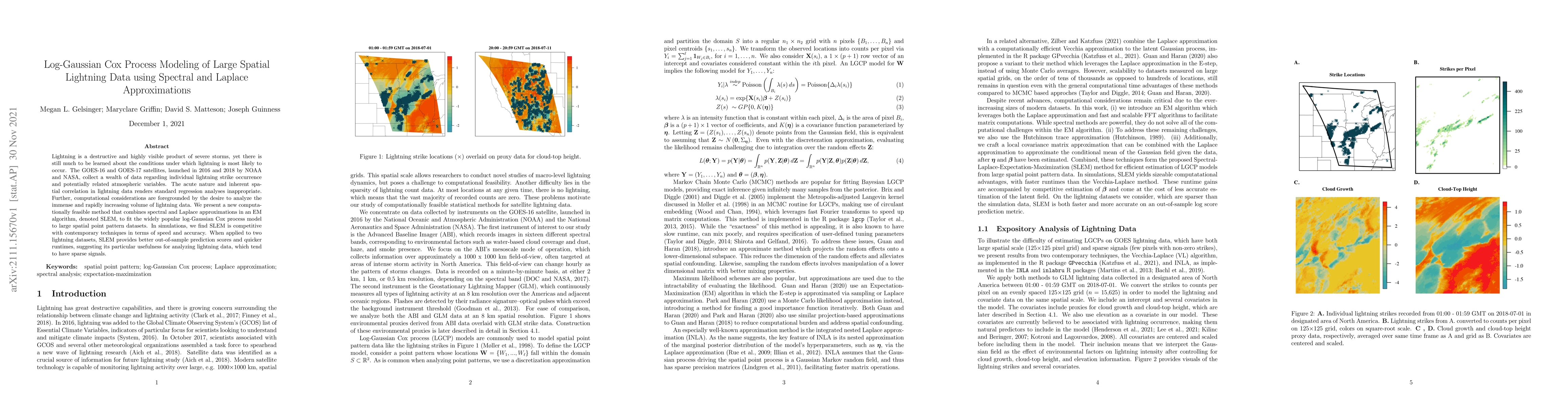 Thumbnail for Log-Gaussian Cox Process Modeling of Large Spatial Lightning Data using
  Spectral and Laplace Approximations