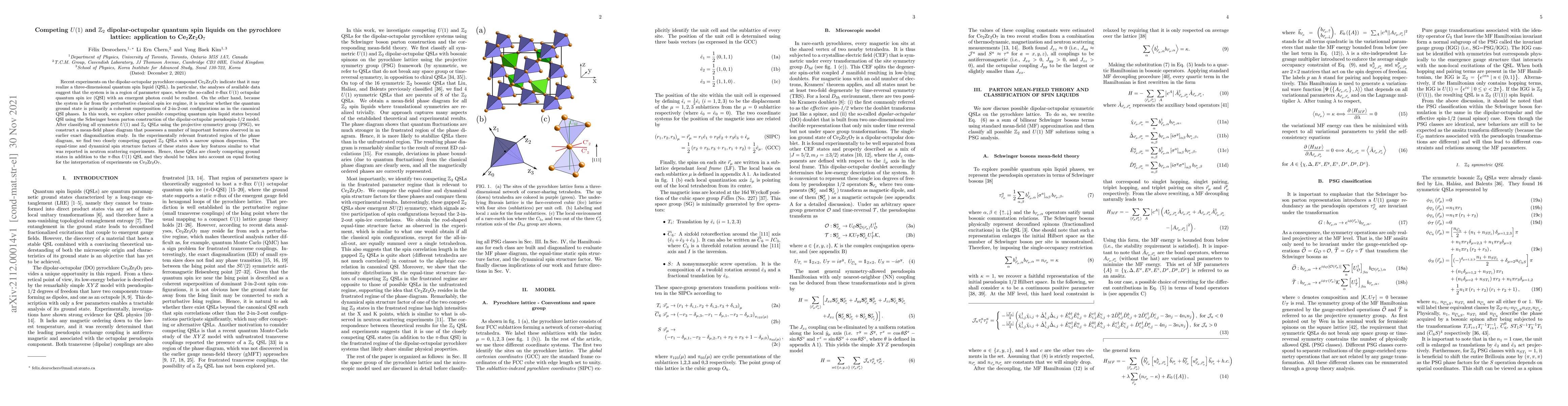 Thumbnail for Competing $U(1)$ and $\mathbb{Z}_2$ dipolar-octupolar quantum spin
  liquids on the pyrochlore lattice: application to Ce$_2$Zr$_2$O$_7$