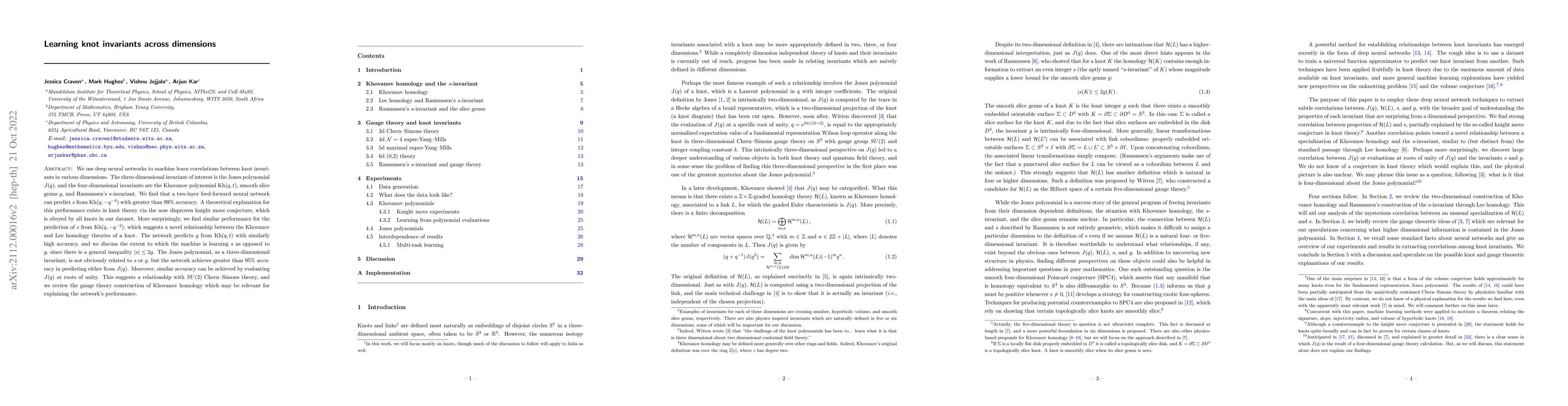 Thumbnail for Learning knot invariants across dimensions