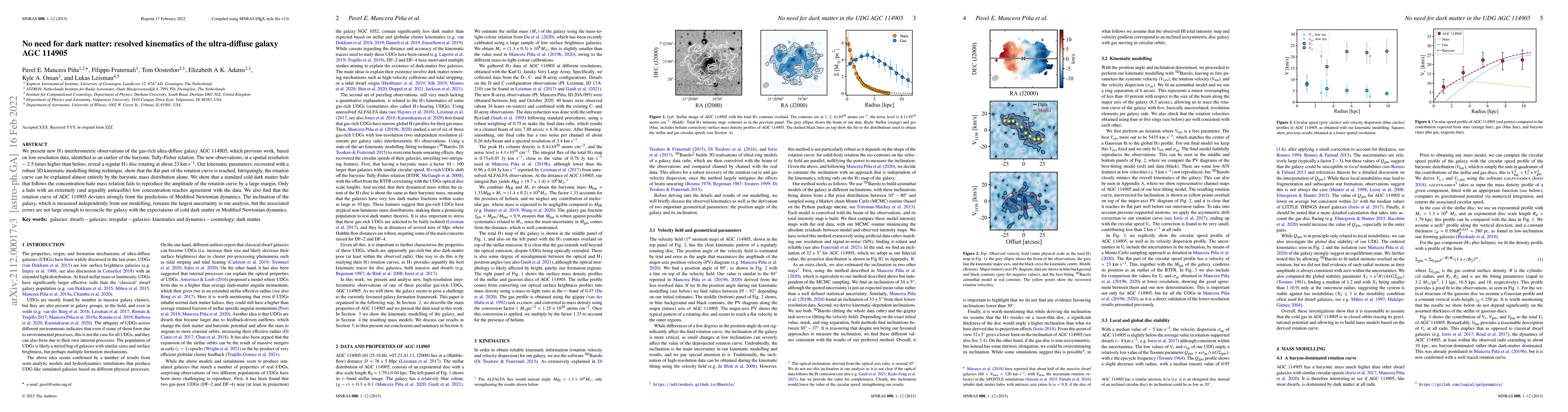 Thumbnail for No need for dark matter: resolved kinematics of the ultra-diffuse galaxy
  AGC 114905