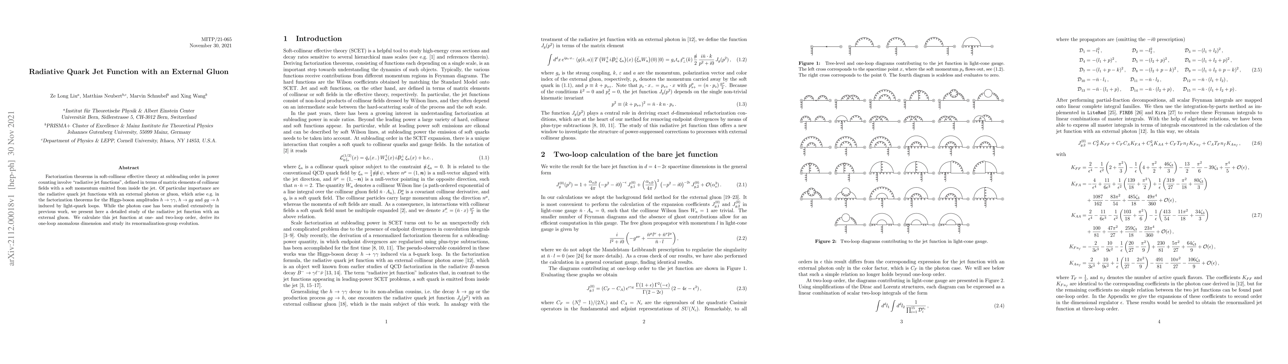 Thumbnail for Radiative Quark Jet Function with an External Gluon