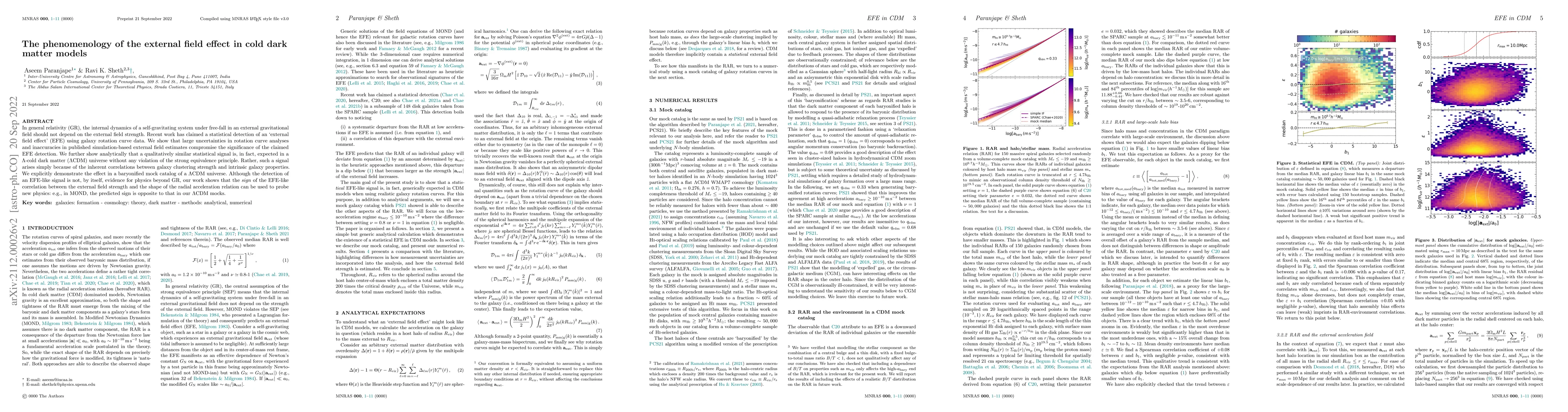 Thumbnail for The phenomenology of the external field effect in cold dark matter
  models